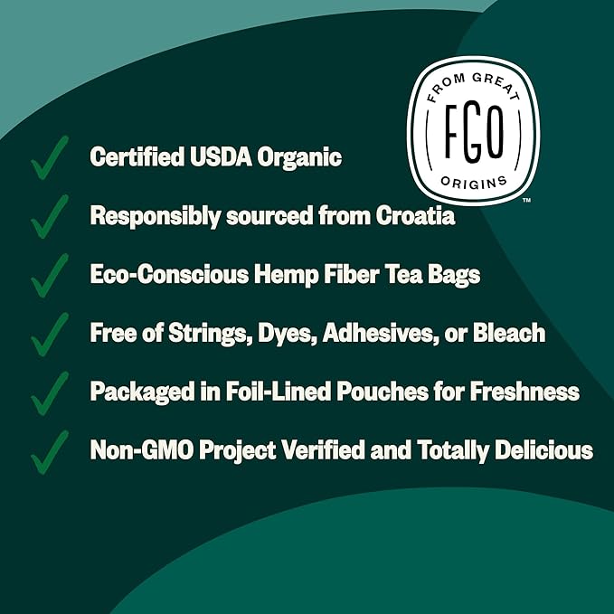 FGO Organic Elderberry Tea, 20 Count, Eco-Conscious Herbal Tea Bags, Resealable Bag, Caffeine Free, Packaging May Vary (Pack of 1)