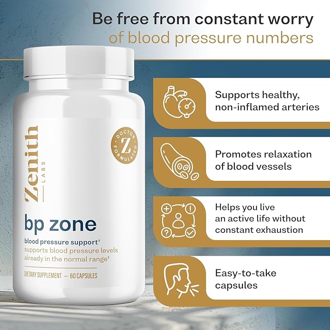 Zenith Labs BP Zone - Natural Blood Flow Supplement - Herbal Extract Pills - Advanced Formula with Saffron Crocus, Hibiscus, Garlic, CoQ10, and Magnesium