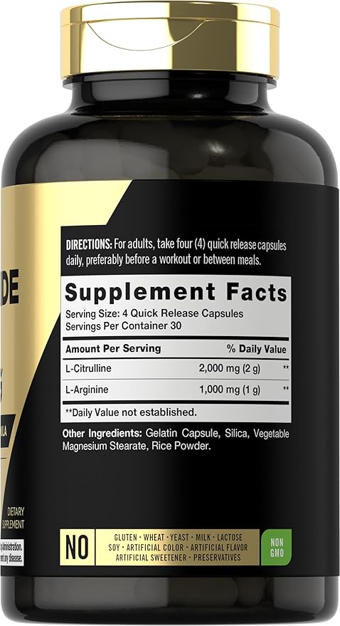 Carlyle Nitric Oxide Supplement 3000mg | for Men and Women | 120 Capsules | Pre Workout with L-Arginine & L-Citrulline | Non-GMO, Gluten Free