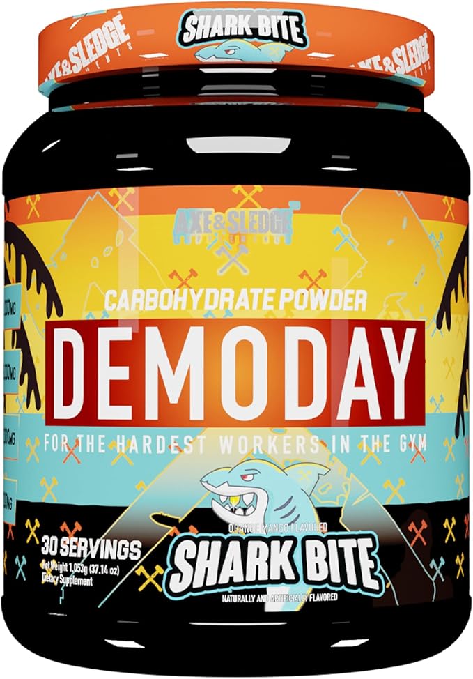 Axe & Sledge Supplements Demo Day Intra-Workout Carbohydrate Powder with Cluster Dextrin, Carb10, Hydromax, & Palatinose, 30 Servings (Shark Bite)