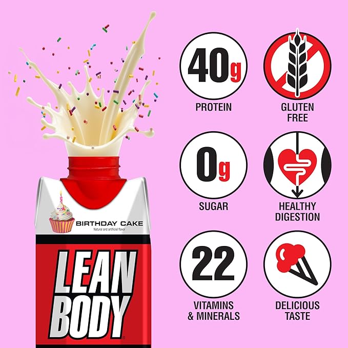 Lean Body Protein Shake - Birthday Cake (12 Drinks, 12 Fl. Oz. Each)