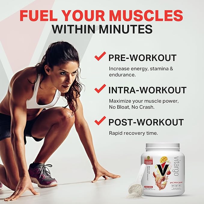 Vitargo Carbohydrate Powder, 2X Faster Muscle Glycogen Replenishment, 1.7 LB Fruit Punch, Pre, Intra & Post, Sugar-Free Complex Carb Powder for Recovery, Endurance & Muscle Gain, Made in USA