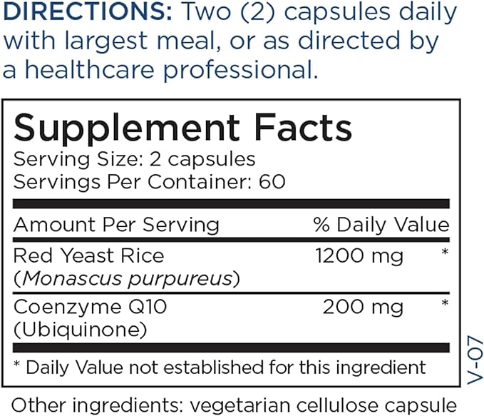 Metabolic Maintenance Red Yeast Rice with CoQ10 - Provides Energy Production + Cardiovascular Health Support - Co Enzyme Q-10 + Red Yeast Rice Antioxidant Supplement (120 Capsules)
