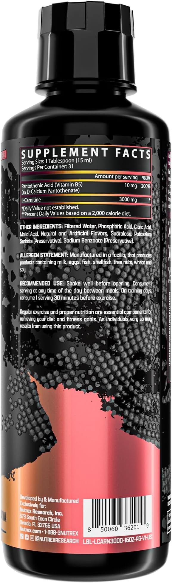 Nutrex Research Liquid Carnitine 3000 | Premium Liquid Carnitine, Stimulant Free (Passionfruit Guava)
