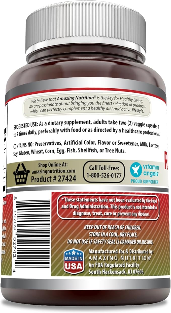 Amazing Formulas Red Yeast Rice Complex | 1570 Mg Per Serving | 120 Veggie Capsules | with Alpha Lipoic Acid, CoQ10, Milk Thistle Extract | Made in USA