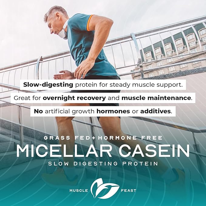Muscle Feast Micellar Casein Protein, All Natural Pasture Raised Hormone Free Soy Free, Unflavored, 2lb
