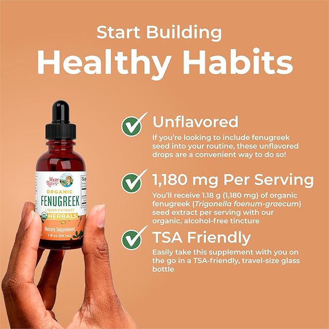 Organic Fenugreek Seed Liquid Extract by MaryRuth's | USDA Organic | Easy-to-Take | Fenugreek Seeds Supplement | Herbal Extract | Vegan | Gluten Free | Sugar Free | Non-GMO | 30 Servings
