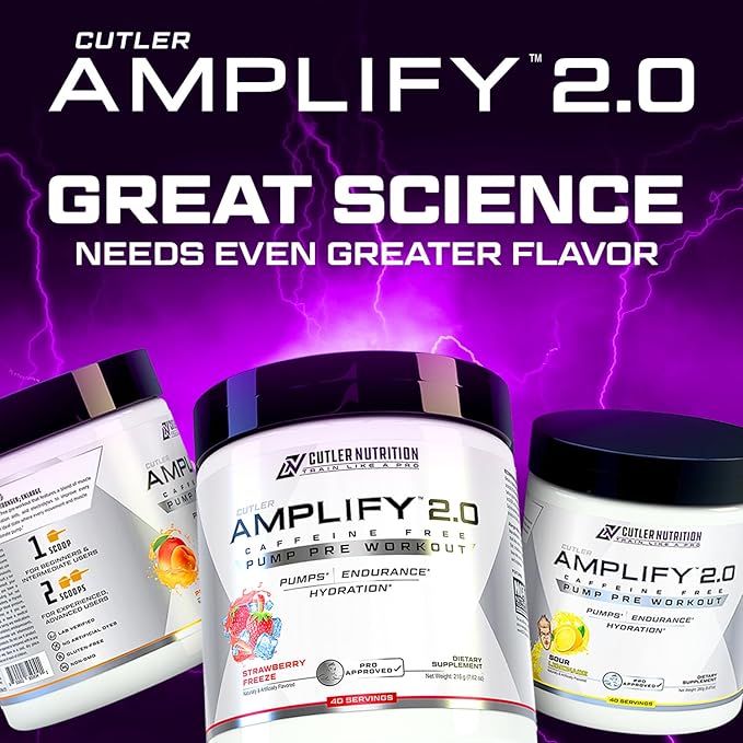 Cutler Nutrition Amplify Pump Pre Workout Caffeine Free Nitric Oxide Booster containing Arginine and Citrulline Pre-Workout for Maximum Pumps