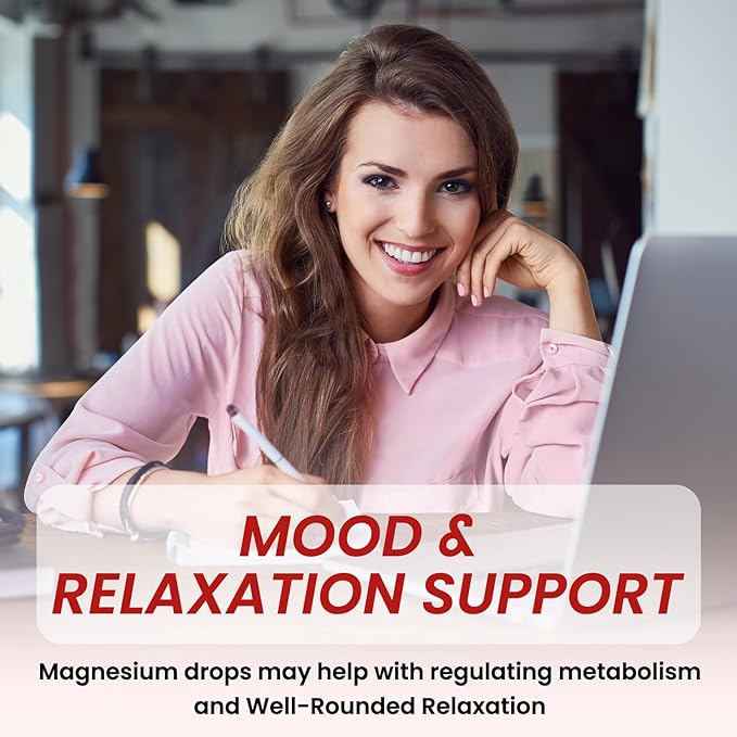 Triple Magnesium Complex Supplement, Magnesium Glycinate, Citrate Liquid Drops 1000mg with Ashwagandha, CoQ10, Vitamin B6, C, D, Zinc - Vegan Raspberry Flavor