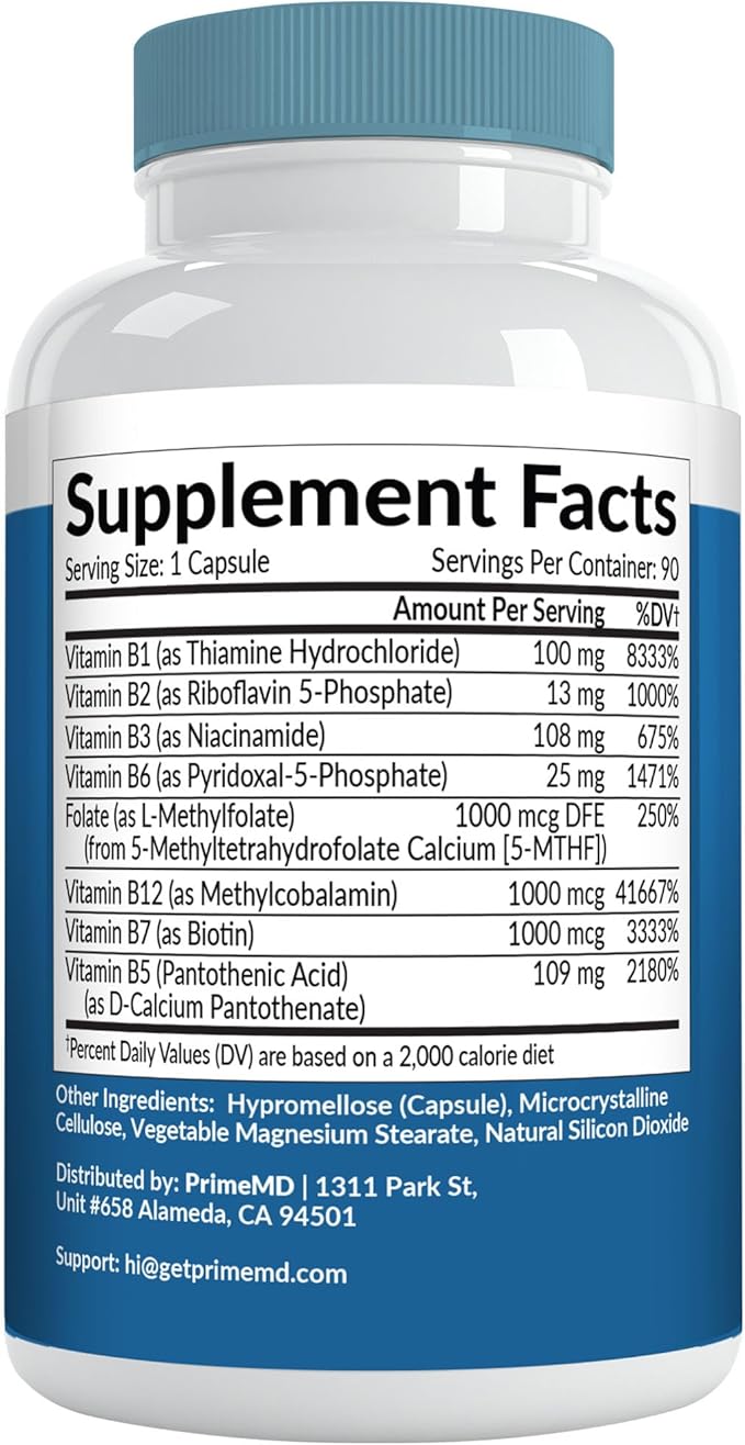 Methylated B Complex with Methylfolate and B12 Methylcobalamin 1000 mcg - Methylated Multivitamin for Energy, Brain Function, and Wellness - Vitamin B Complex for Men & Women (360 Servings, Pack of 4)