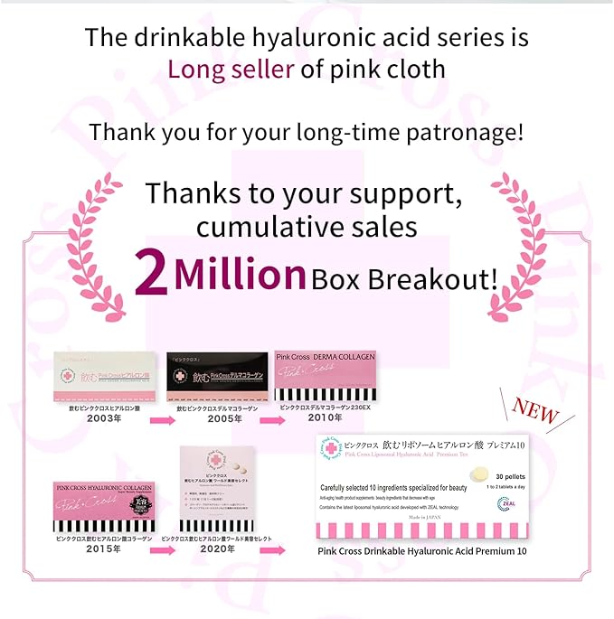 PinkCross Pure Hyaluronic Acid Supplement 30 Capsules – 95% Pure with Ceramides, Collagen Peptides – Anti-Aging, Wrinkle Support – Acido Hialuronico – Hyaluronic Acid Capsules – Made in Japan