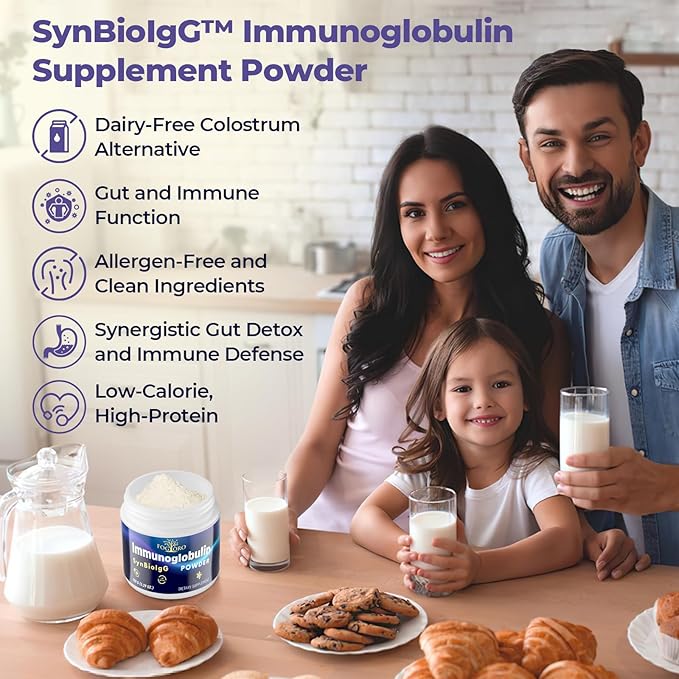 Fogoro Immunoglobulin Supplement with IgG, IgM, IGA | Low-Calorie IgG Supplement with L-Glutamine & N-Acetyl-D-Glucosamine | Lactose-Free, Casein-Free Alternative to Bovine Colostrum| 30 Servings