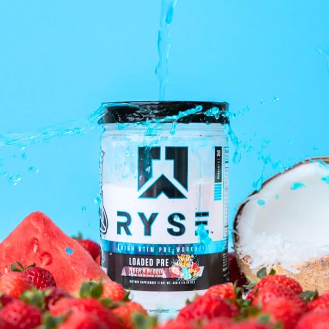 Ryse Loaded Pre Workout Powder - Tiger's Blood - Daily Pre-Workout for Men & Women with 390mg Caffeine, Beta Alanine, and Citrulline for Pump, Focus, and Energy - 30 Servings