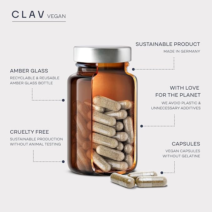CLAV Premium Blood Pressure Support Supplement with Grape Seed Extract, L-Arginine, Black Garlic Extract & Potassium - 120 Capsules