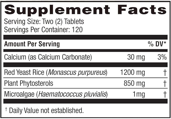 Red Yeast Rice Plus 1200 mg, 240 Tablets Plant Phytosterols 850 mg. per Serving .#B