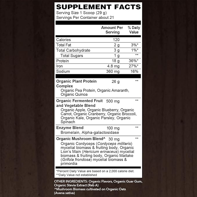 Organic Vegan Protein Powder - Whole Food, Plant Based Protein Powder with Green Superfoods, Enzymes & Probiotics - USDA Certified Organic, Non-GMO, Gluten-Free - Vanilla 18.5 oz, 21 Servings