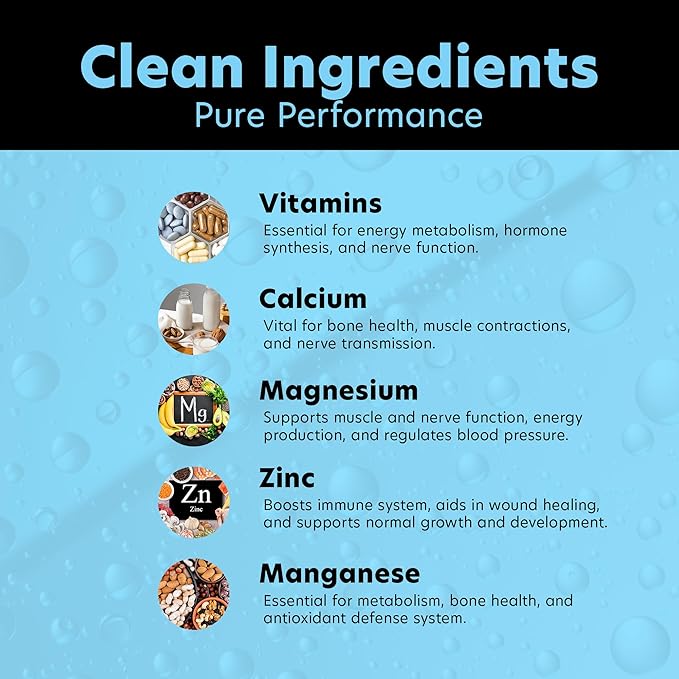Electrolytes Powder - Electrolyte Drinks for Hydration, Vitality, Immunity and Endurance - Hydration Powder with Vitamins, Calcium, Magnesium, Manganese and Zinc - Hydrating Drinks 30 Servings