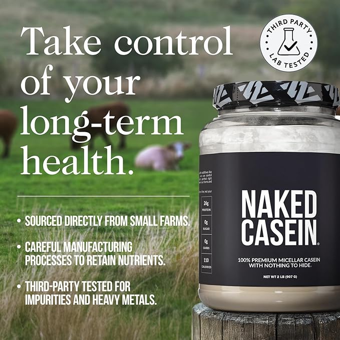 NAKED Casein - 2Lb Micellar Casein Protein - Bulk, GMO-Free, Gluten Free, Soy Free, Preservative Free - Stimulate Muscle Growth - Enhance Recovery - 30 Servings