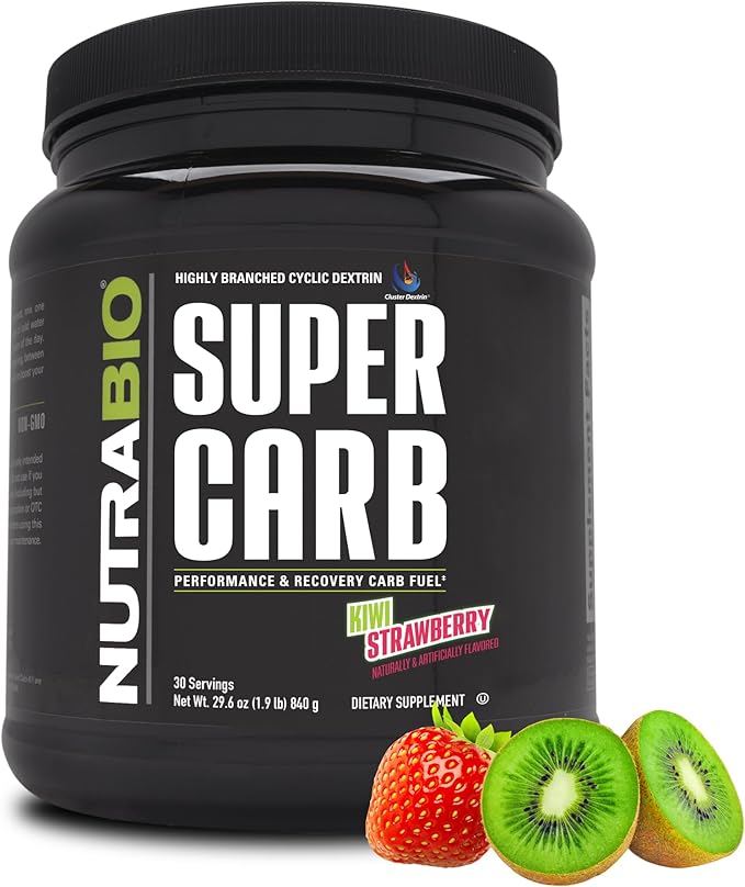 NutraBio Super Carb - Complex Carbohydrate Supplement Powder - Cluster Dextrin and Electrolytes for Performance Enhancement & Muscle Recovery - Kiwi Strawberry, 30 Servings