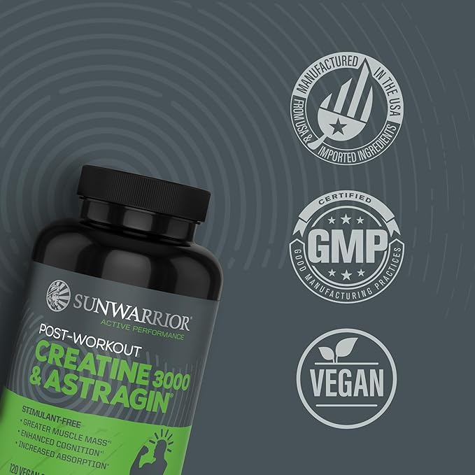Creatine Capsules with AstraGin Muscle Growth, Strength & Endurance Support Post-Workout Recovery, Enhanced Absorption, Energy & Focus Creatine Monohydrate 120 ct 30 Servings