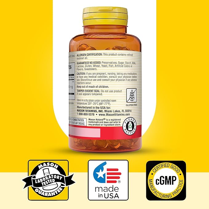 MASON NATURAL Garlic Oil 1000 mg, 300-Day Supply Softgels, Supports Normal Circulatory Function, 3 Pack