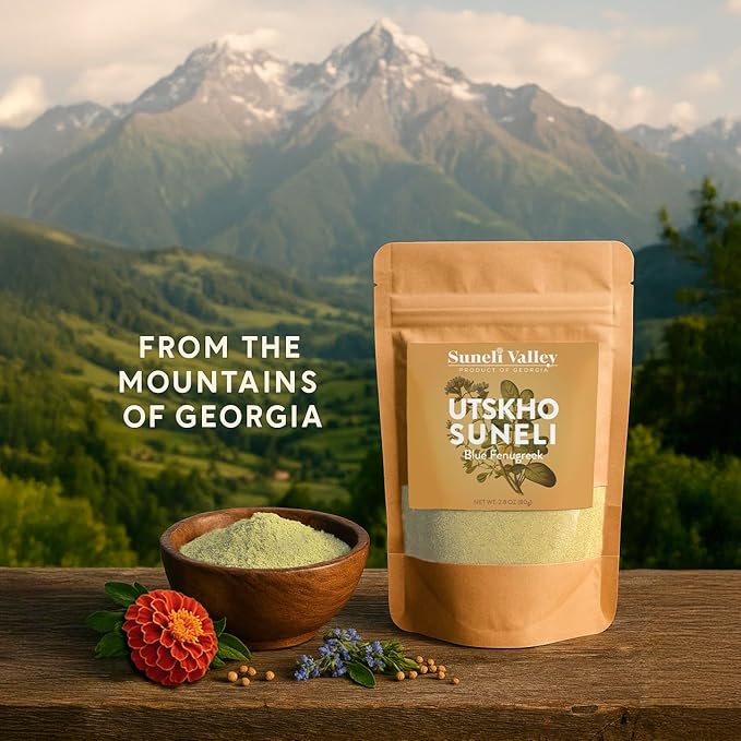 Suneli Valley Utskho Suneli | Authentic Georgian Blue Fenugreek | Sweet Nutty Culinary Herb | Ideal for Traditional Stews, Vegetarian Dishes | 2.8 oz | Single