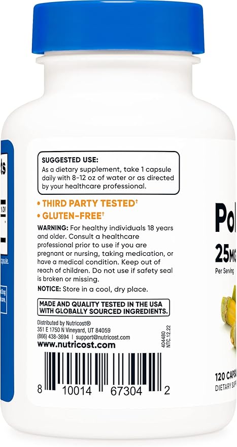 Nutricost Policosanol 25mg, 120 Capsules - Gluten Free, Non-GMO, and Vegetarian Friendly