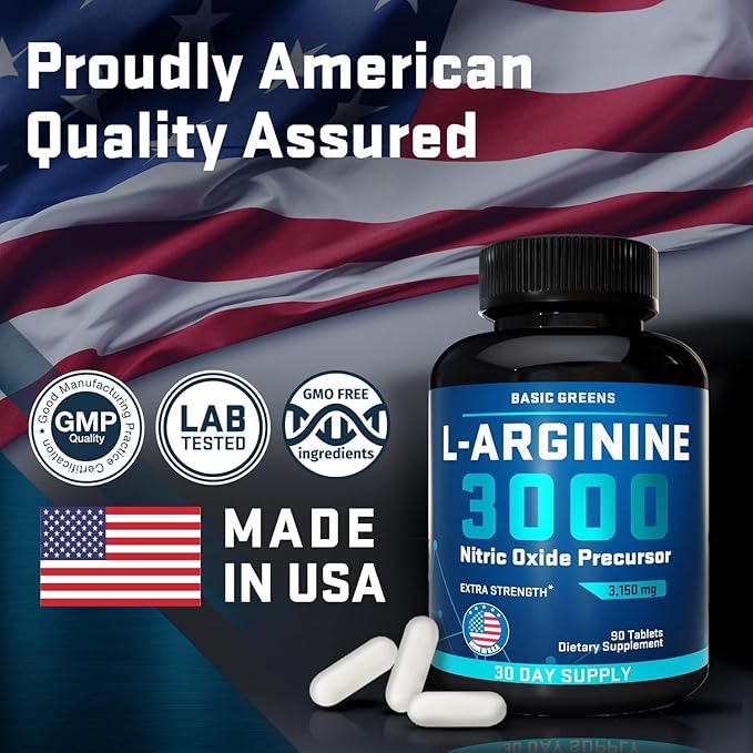 L Arginine 3,150mg (180 Capsules) - L-Arginine Supplement for Men and Women with Nitric Oxide Precursor, LArginine Supplement