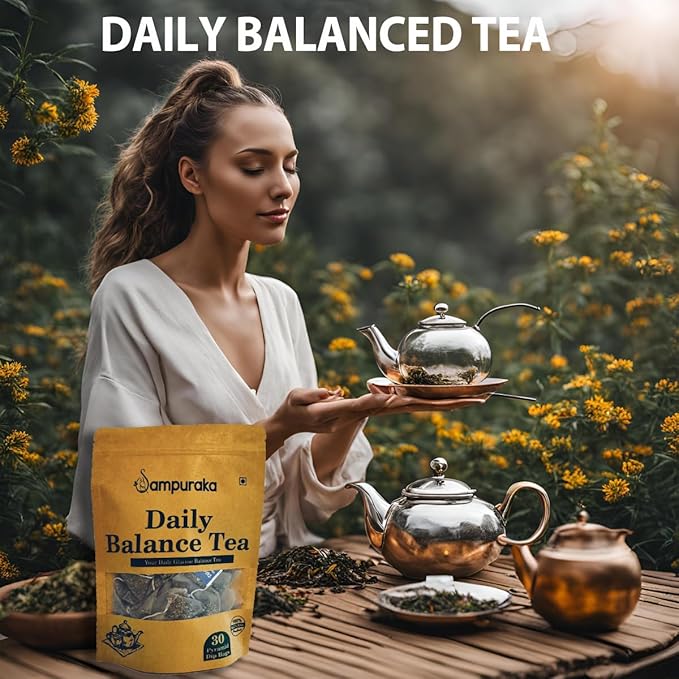 Daily Balance Tea - Natural Herbal Tea with Moringa, Gymnema, Jamun seeds, Cassia, Fenugreek, Guava leaves, Cinnamon - 30 Pyramid bags (2)