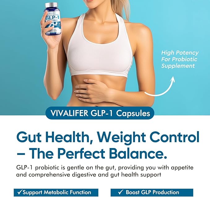 GLP-1 Supplement, 120 Capsules GLP-Activate with CFU Multi-Strain Probiotics for Gut Health, Digestive, Immune & Overall Health for Men & Women