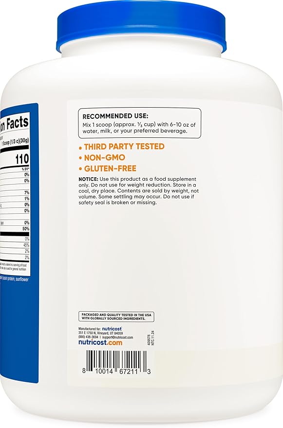 Nutricost Casein Protein Powder 5lb - Micellar Casein, Non-GMO, Gluten Free (Unflavored)