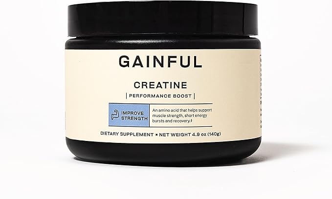 Gainful Creatine Powder, Post Workout Amino Acid Supplement, Muscle, Energy & Focus Support, 5g Creatine Monohydrate, Unflavored, 28 Servings