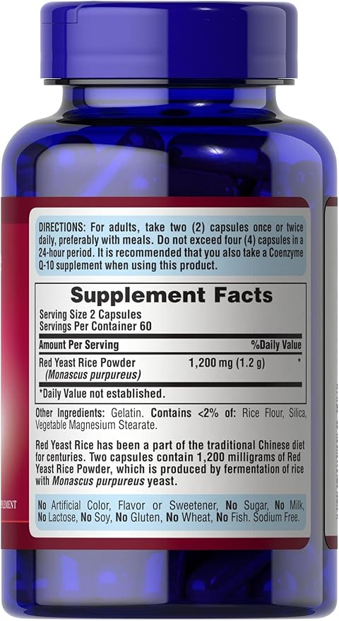 Puritans Pride Red Yeast Rice 600 Mg, 120 Count