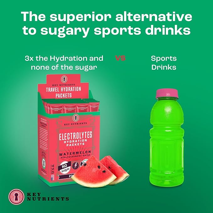 KEY NUTRIENTS Ultimate Hydration & Energy Bundle: Variety Pack 5 Flavor Multivitamin Electrolyte Powder 10 Pack & Watermelon Electrolyte 20 Packet – Sugar-Free, Zero Calories