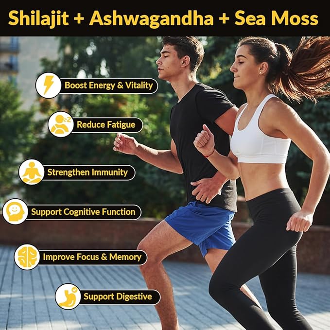 Ashwagandha Gummies, Shilajit Black Seed, Sea Moss, Maca Root, Turmeric, All in One Supplement