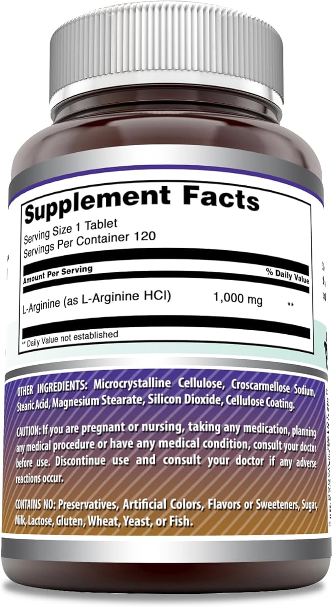 Amazing Formulas L-Arginine Supplement | 1000 Mg Per Serving | Tablets | Amino Acid Supplement for Women & Men | Non-GMO | Gluten Free | Made in USA (120 Count | 2 Pack)