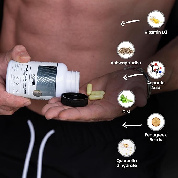Nature's Pure Blend Peak Performance – Testosterone Supplement for Men with D-Aspartic Acid, Ashwagandha & DIM – Mens Prostate Health Support, Muscle Strength & Energy – Prostate Supplement