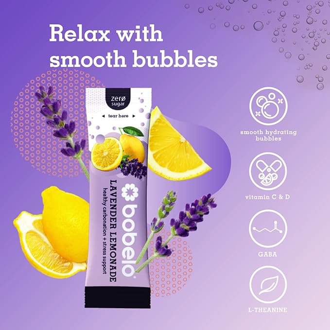 Self Carbonating Hydration Packets, Lavender Lemonade, 30 Pack, Sparkling Water & Soda Alternative, Sugar Free Electrolytes Powder Packets, Water Enhancer Drink Mix, Low Calorie, Keto Friendly