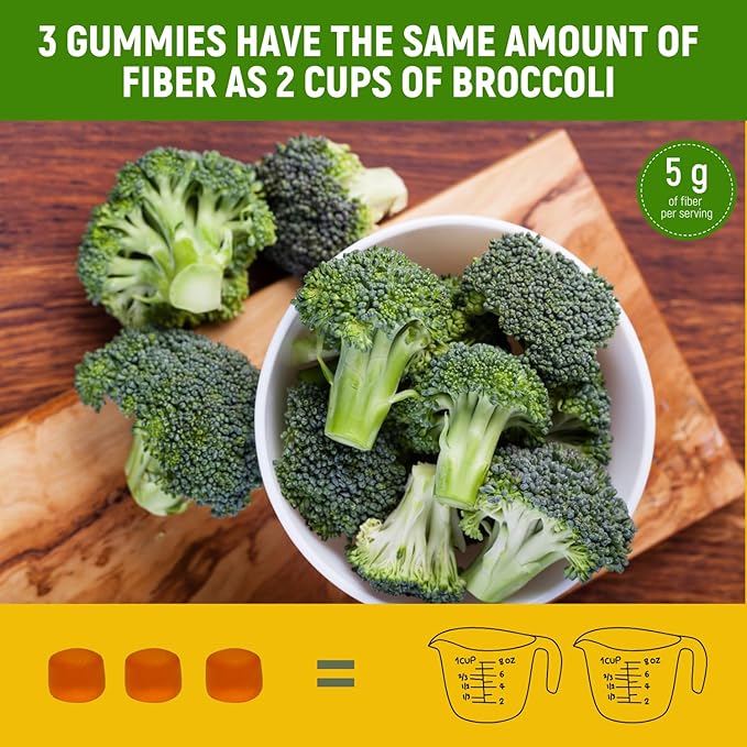 Prebiotic Fiber Supplement Gummies | Value Pack - 180 ct | 5 g per Gummy | Plant Based Digestive Gut Cleansing | Orange & Mixed Berry