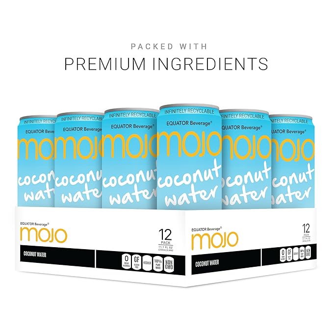 MOJO Coconut Water | Hydration Drink & Sports Drink | Electrolytes Beverage 1043 mg | Vitamin B & C | Hydration Drink for Skin & Body | 11.1 Oz (Pack Of 24)