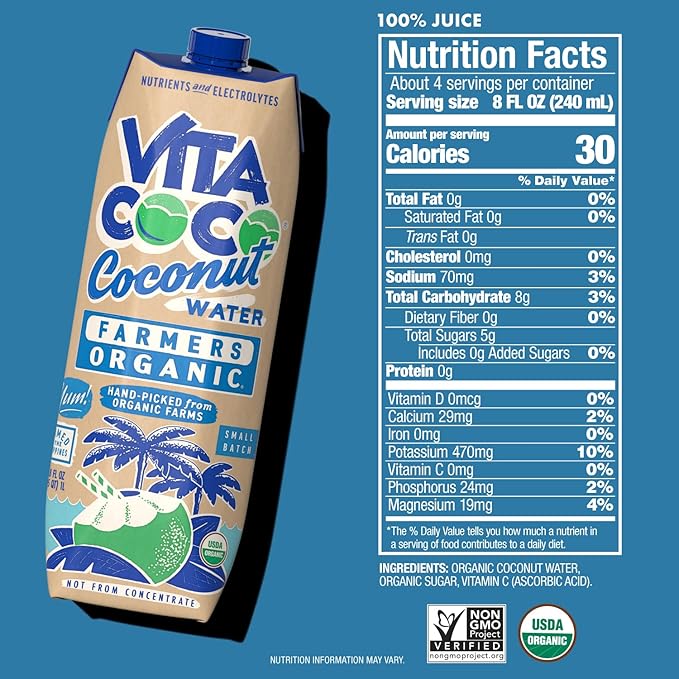 VITA COCO Organic Coconut Water, 33.8 FZ