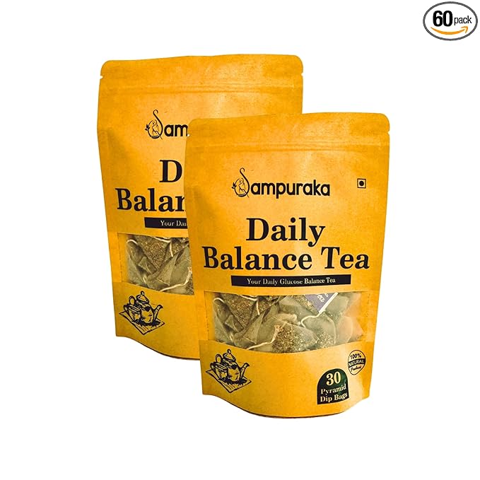 Daily Balance Tea - Natural Herbal Tea with Moringa, Gymnema, Jamun seeds, Cassia, Fenugreek, Guava leaves, Cinnamon - 30 Pyramid bags (2)