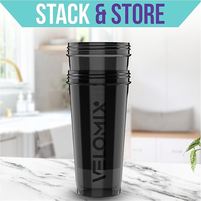 -2 Pack- 28 oz Protein Shaker Bottles for Protein Mixes - 2x Wire Whisk | Leak Proof Shaker Cups for Protein Shakes | Protein Shaker Bottle Pack | Shakers for Protein Shakes - 2xBlack