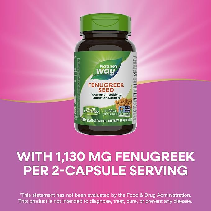 Nature's Way Fenugreek Seed, Traditional Lactation/Breastfeeding Support*, Non-GMO Project Verified, Vegan, 100 Capsules