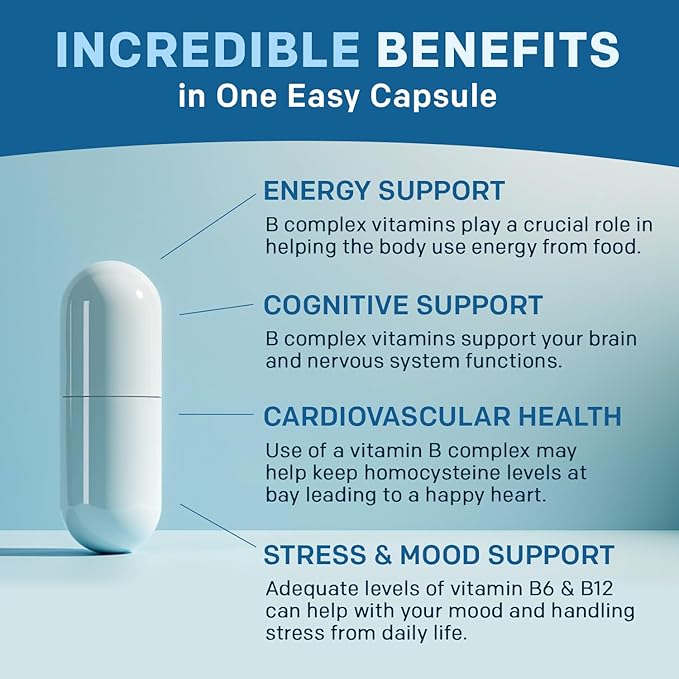 Methylated B Complex with Methylfolate and B12 Methylcobalamin 1000 mcg - Methylated Multivitamin for Energy, Brain Function, and Wellness - Vitamin B Complex for Men & Women (360 Servings, Pack of 4)