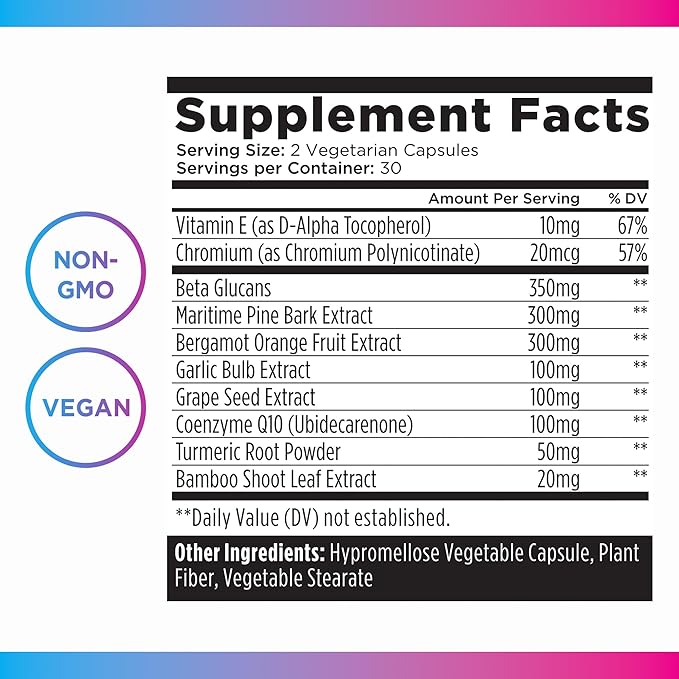 Livingood Daily Cholesterol Support Supplement with Garlic, CoQ10, Vitamin E, Bergamot, Plant Sterols for Body and Heart Health Support, Supports LDL and Triglycerides, Gluten Free, Vegan, 60 Capsules