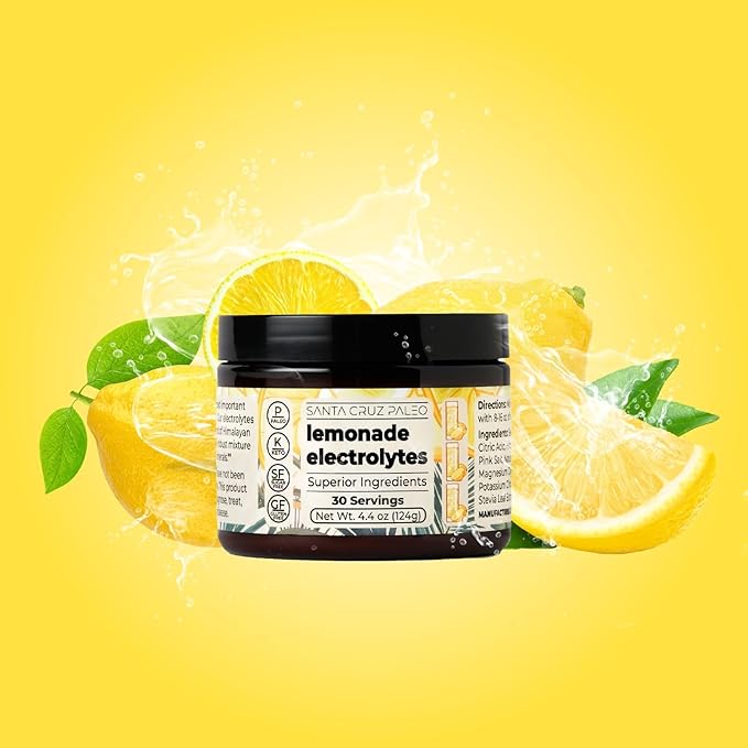 Santa Cruz Paleo Electrolyte Powder Lemonade with Himalayan & Sea Salt, Magnesium, Potassium, Sugar-Free, 30 Servings