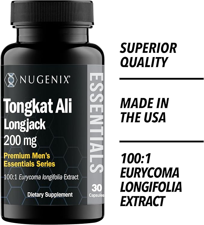 Nugenix Essentials Tongkat Ali for Men, Support for Men's Health, Longjack Eurycoma Longifolia Extract, 30ct