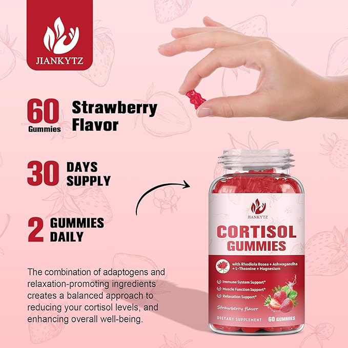 (2 Pack) Cortisol Supplement Gummies for Women with Rhodiola Rosea, Ashwagandha, Magnesium, Balanced Cortisol, Zzz Support, Non-GMO,120 Gummies