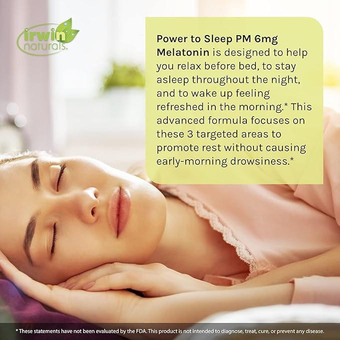 Irwin Naturals Power to Sleep PM - 60 Liquid Soft-Gels - with 6mg Melatonin, GABA, Ashwagandha, Valerian Root & L-Theanine - 30 Servings